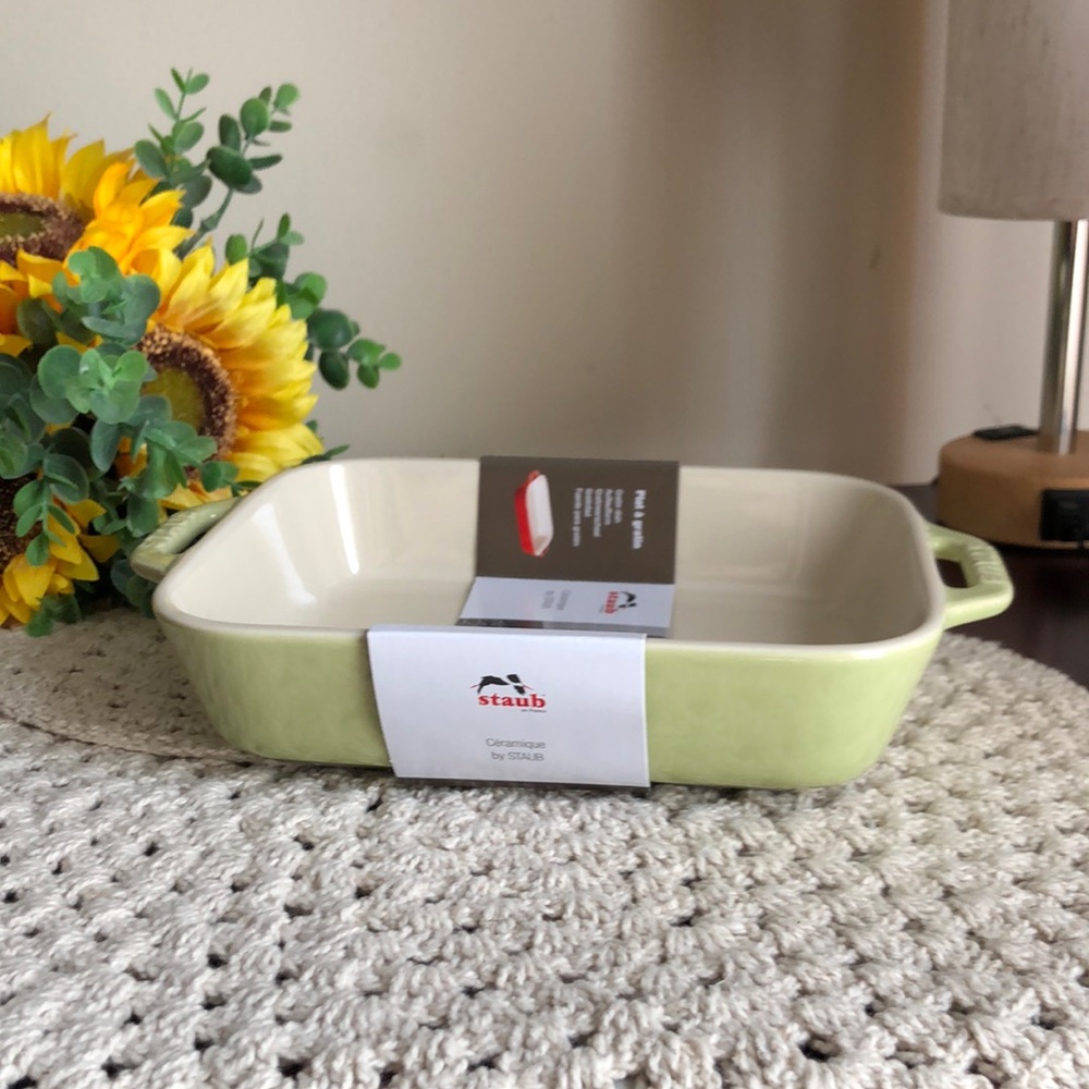Staub Light Green Ceramic Rectangular Baking Dish